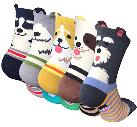 Chalier Cozy 5 Pairs Women Socks Funny Cute Animal Ladies Socks Cat Dog Socks Gifts for Women, One Size (Multicolour)