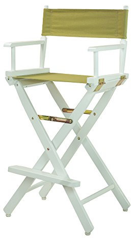 Casual Home Regiestuhl, weißer Rahmen/olivfarbener Leinenstoff, 76,2 cm – Steghöhe
