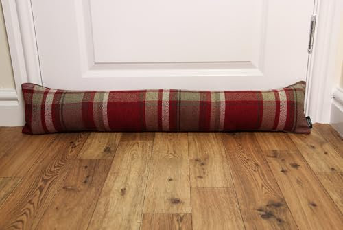 McAlister Textiles Heritage | Zugluftstopper mit Füllung im Tartan-Muster kariert 18cm x 90cm in Rot | wachbarer Deko Windstopper Kissen für Fenster, Türen im Schottenkaro, Tweed
