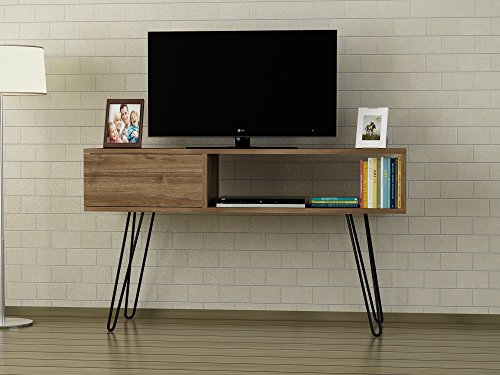 Alphamoebel TV Board Lowboard Fernsehtisch Fernsehschrank Sideboard, Fernseh Schrank Tisch mit Metallfüßen für Wohnzimmer I Walnuss I Lara4811 I 120 x 29,5 x 68,5 cm