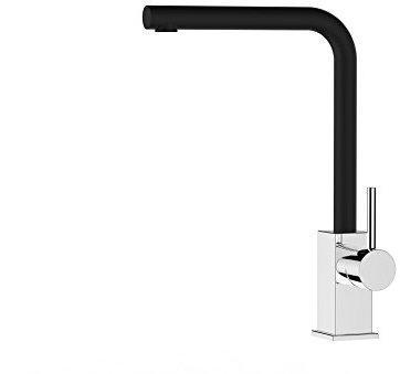 VIZIO Einhebel Wasserhahn Küchenmischer mit schwenkbarem L GRANIT SCHWARZ Auslauf/CHROM - Granit Schwarz/Profi/quadratischer Design/Restaurant/Haus