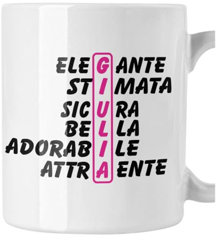 bubbleshirt Tazza Mug divertente con nome Giulia e aggettivi simpatici Idea Regalo Compleanno Natale in ceramica