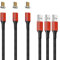 NetDot Gen10 Micro USB Câble de Charge Rrapide Magnétique en Nylon Tressé avec Del Latérale Compatible avec Périphérique Android(1.5m / 3 Pack Rouge)