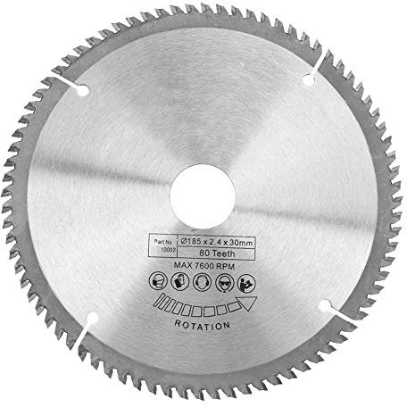 Lame de scie circulaire TCT, 185mm Lame de scie circulaire pour la coupe du bois 80 dents + 3 anneaux de réduction