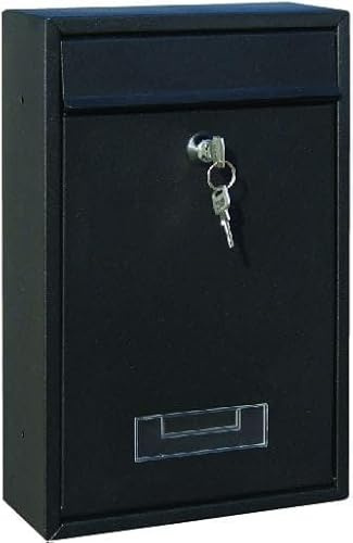 Primaster Briefkasten schwarz Postkasten schwarz inkl 2 Schlüssel Namensschild