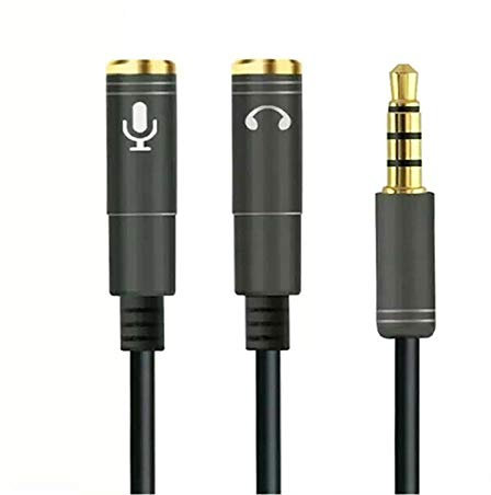 VJK 3,5mm Klinke Y Adapter Audio Splitter Jack Cable Male auf 2X Female / Buchse auf 2 Dual für Apple, Samsung, Smartphone, Kopfhörer, Lautsprecher, Mikrofon & Mehr Schwarz (Male auf 2X Female)