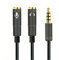 VJK 3,5mm Klinke Y Adapter Audio Splitter Jack Cable Male auf 2X Female / Buchse auf 2 Dual für Apple, Samsung, Smartphone, Kopfhörer, Lautsprecher, Mikrofon & Mehr Schwarz (Male auf 2X Female)