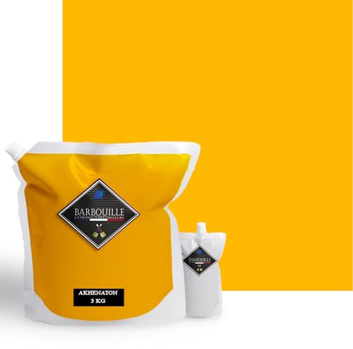Peinture Résine Jaune Akhenaton - Résine Epoxy Bi-Composants - Effet Mat - Peinture Mur, Plafond, Boiserie, Carrelage & Métal - Lessivable - COV A+ - Fabriquée En France - 2,5 L - BARBOUILLE