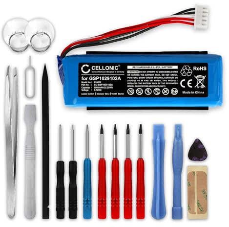 CELLONIC, Batterie pour Haut-Parleur Compatible avec JBL Charge 3 (6000mAh, 3.7V) + kit d'outils Batterie de Remplacement GSP1029102A