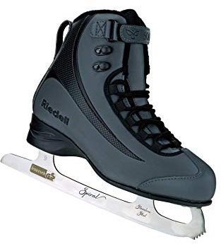 Riedell Soar Ice Skates for Men and Women - Sleek Insulated Skate Shoes with Foam-Backed Velvet Lining, PVC Soles, and Smooth Stainless Steel Blades - Onyx - Size 9