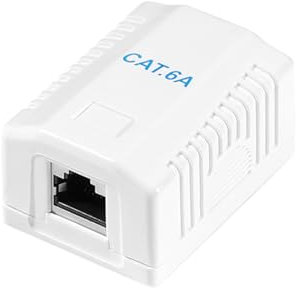 Faconet Caja de conexiones CAT 6A, 1 enchufe de red RJ45 STP, apantallado, 10 Gigabit, 500 MHz, universal, AWG 22-26