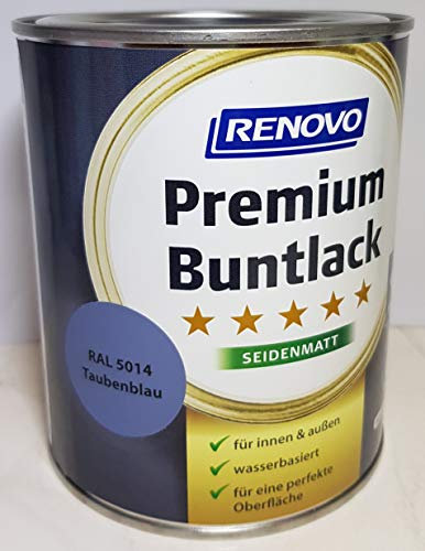 0,75 Liter RENOVO Premium Buntlack seidenmatt, RAL 5014 Taubenblau