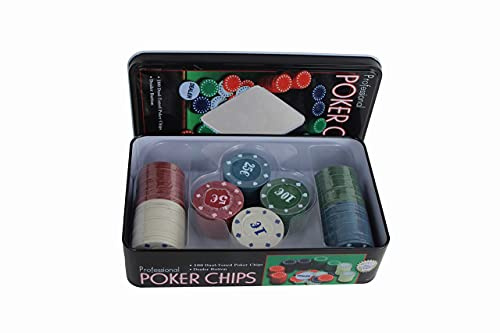 ELAELA Poker-Set mit 100 Pokerchips in Metallbox, 4 Farben, 1 € bis 25 €, Casino-Qualität, Laserring-Inlays, Profi-Stapelbarkeit, ideal für Cash-Spiele und Turniere