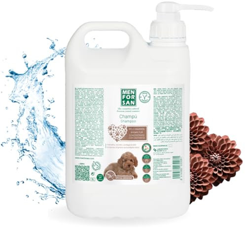 MENFORSAN Braunes Haarshampoo für Hunde | Farbintensivierung | Glanzverstärker | Entfernt Orangetöne | Tiefgehende Feuchtigkeitspflege | 5L