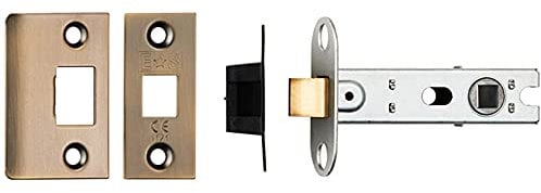 76mm Tubular Mortice Door Latch - Bolt Through - Square Forends - Antique Brass | Standard Interior Door Latch - Forends, Strike Plate, Dust box and Screws Included