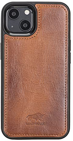 Solo Pelle Lederhülle für das iPhone 13 in 6.1 Zoll Stanford Case Leder Hülle Ledertasche Backcover aus echtem Leder (Cognac Braun)