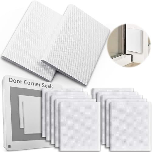 Door Corner Seals Exterior Door jamb Frame Seal Wedge Draft Stopper with Adhesive 10 Pack for Weather Stripping and Draft Protection Foam Corner Seal, Isolation of Noise (White)