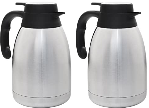 HAC24 2er Set Thermoskanne Kaffeekanne Edelstahl 1,5 Liter Isolierkanne Teekanne Thermo Kaffee Tee Kanne Einhandautomatik