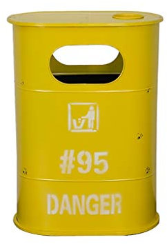 Contenedor de basura con forma de tambor de aceite, contenedor de basura con forma de cubo de basura, organizador para patio, parque de 3 colores, protección del medio ambiente (color: amarillo)