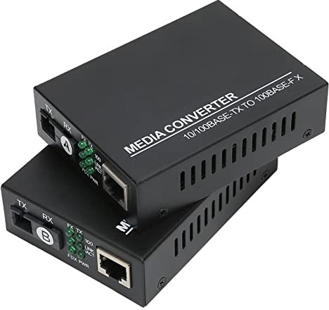 Annadue Conversor de Medios de Fibra Ethernet con Transceptor SC Monomodo Incorporado, 10/100M RJ45 a 100Base TX 100Base FX, hasta 25 Km, Cumple con IEEE 802.3, IEEE 802.3u