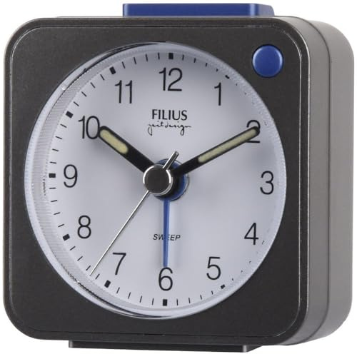 Filius 0524-4 Wecker ohne Ticken Kleinformat 5,5 x 5,5 cm Grau