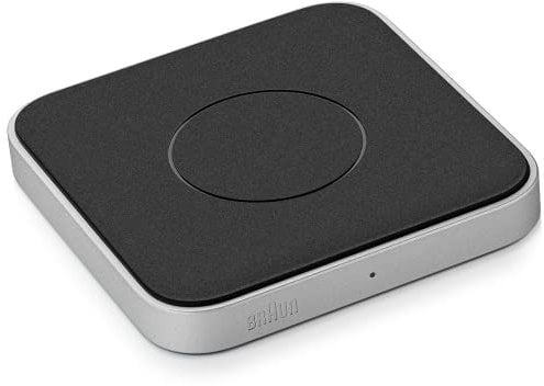 Braun Kabelloses Ladepad, Qi-Zertifiziert bis zu 15 W Schnellladung, kabelloses Ladegerät für iPhone 14/14 Pro/13/13 Pro/12/11, Samsung Galaxy und mehr, matt silbernes Aluminiumgehäuse, Modell BWC02