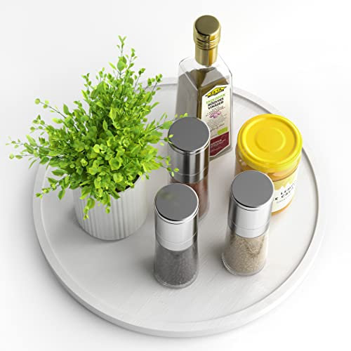Homerays Bambus Drehteller Organizer Lazy Susan, Drehteller Küchen Organizer-30cm, Anti-Rutsch-Gewürzregal Drehbar für Küche Speisekammer Schrank Tisch Arbeitsplatte