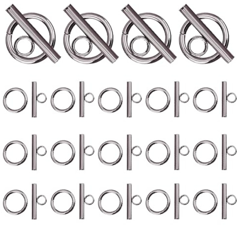 DICOSMETIC 50 Sets Knebelverschlüsse Runder Edelstahl Steckverbinder für Armband IQ Knebelverschlüsse Schmuck Verschluss Armband Verschlüsse Für DIY Halskette Schmuckherstellung