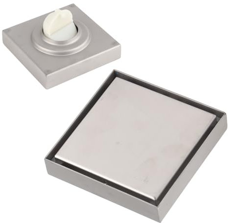 YWBL-WH 10,2 cm, Quadratisch, Unsichtbar, Badezimmer, Duschbodenablauf, Edelstahl, Quadratisch, Duschbodenablauf, Befliesbar (Gebürstet)