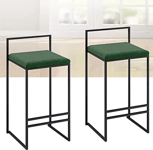 SISHUINIANHUA Barstühle 2er Set Barhocker mit Lehne und aus Samt Metall Küche Tresenhocker Barstuhl Hocker, Rückenlehne und Fußstütze, Barsessel, Bis 150kg Belastbar