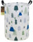 HUNRUNG Laundry Hamper,Large Canvas Fabric Lightweight Storage Basket Toy Organizer Dirty Clothes Collapsible Waterproof for College Dorms, Children Bedroom,Bathroom（Round green forest）