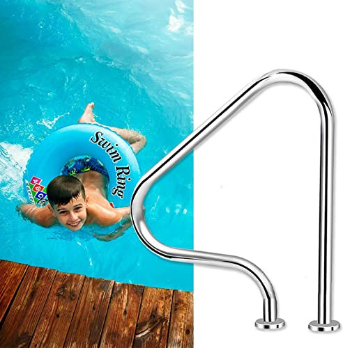 Edelstahlpool -Handlauf, 31,5 x 31,5 Zoll Handlauf für einköpfiges Schwimmbad, Silberpools Geländer, Gebogene Spa -Grabstange, 350 Pfund Ladungskapazität