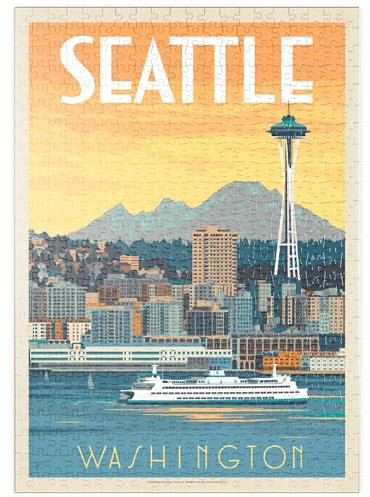 MyPuzzle Seattle, WA: Ferry, Vintage Poster - Premium 500 Teile Puzzle - MyPuzzle Sonderkollektion von Anderson Design Group