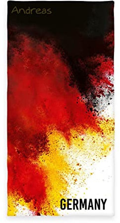 Herding Handtuch für Kinder, Badetuch mit Deutschland-Motiv, Personalisiert mit Namen (Bestickt), 75 x 150 cm, 100% Baumwolle/Velours
