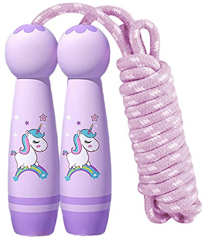 Springseil für Kinder - Verstellbares 260cm Seilspringen Mit Cartoon Holzgriff, Regenbogen Jumping Rope, Fitness & Knochenentwicklung Ab 4 Jahre, Workout-Geschenk für Jungen und Mädchen