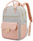 RJEU Rucksack Universität Damen Mit 15,6 Zoll Laptopfach,Schulrucksack Mädchen Teenager für Student Schule Studium,Tasche Rucksack Schulranzen Damen,Rosa-Grau