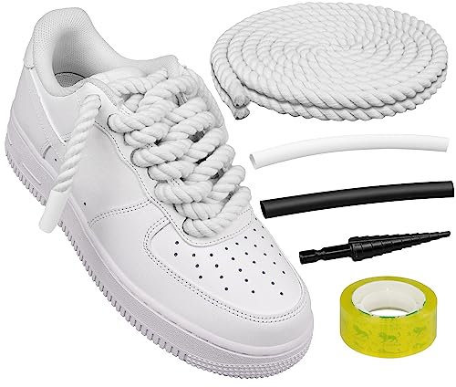 Endoto Lacci Corda per Air Force 1 Scarpe, Stringhe Spesse Grossi e Grandi, Rope laces Kit per Sneaker- Bianco, 12.7MM
