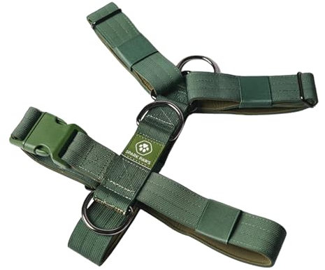 Spark Paws No Pull Hundegeschirr Grosse Hunde, Halterdesign mit Frontclip, Y Geschirr Hund, Robust und Strapazierfähig Harness für Große und Starke Rassen - Green, S