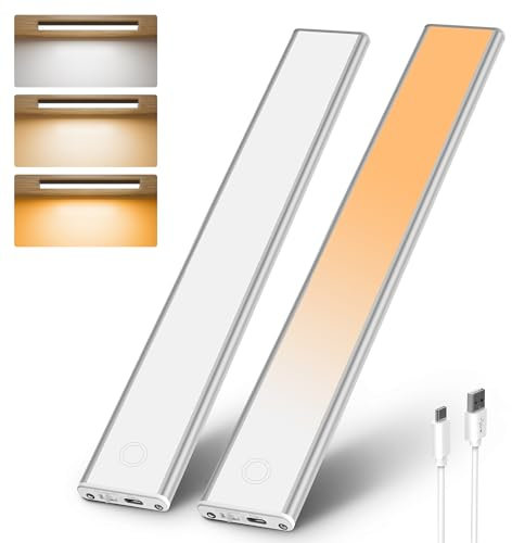 Mexllex Unterbauleuchte Küche 138 LEDs, 2 Stück Unterbauleuchte Küche LED, 1500mAh Schrankbeleuchtung mit Bewegungsmelder, LED Bewegungsmelder Schrankleuchten 30CM für Treppen, Schlafzimmer