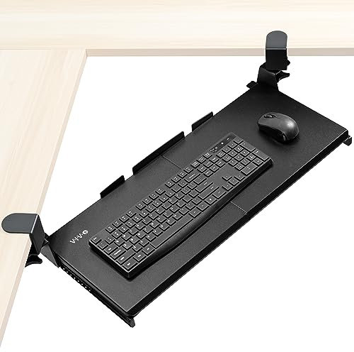 VIVO Large Removable Keyboard Tray for End Desk, 27(33 Including Clamps) X 11 Computer Drawer with Sliding Platform, 90 Degree Rotating C Clamps for L Shape Station