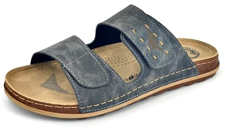 JOMIX Herren Sandalen Sommer Bequem Leder Clogs Türkische Badeschuhe Vatertag Pantoletten (Grau, 43 EU, TU2003)