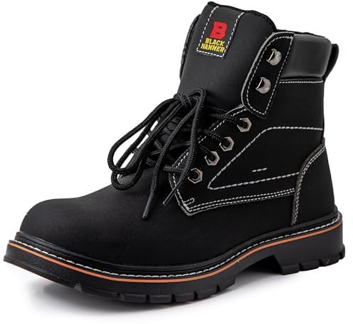 Black Hammer Men's Safety Work Boots Shoes Steel Toe Cap & Midsole Protection Water Resistant Utility & Trekking Footwear Perfect for Warehouse & Everyday Jobs Rubber Outsole 2600 S3 SRC Black (9 UK)