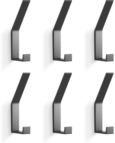 KYOEON Garderobenhaken Wand-Montiert, Kleiderhaken Schwarze 6 Stück, Handtüchern Roben Haken Wandhaken für Küche, Tür, Badezimmer, Foyers und Flure