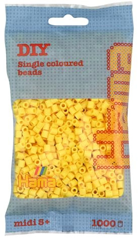 Hama Perlen Tasche | ca.1000 Midi Fuse Perlen | Mosaik Deko Kunst & Basteln für kreative Kinder ab 5 Jahren | Hellgelb