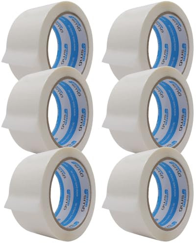 gws Paketklebeband 6 Rollen weiß Geräuscharmes Universalklebeband zum Verpacken von Paketen - Hohe Klebekraft - Profi-Qualität 66 m Länge 50 mm Breite
