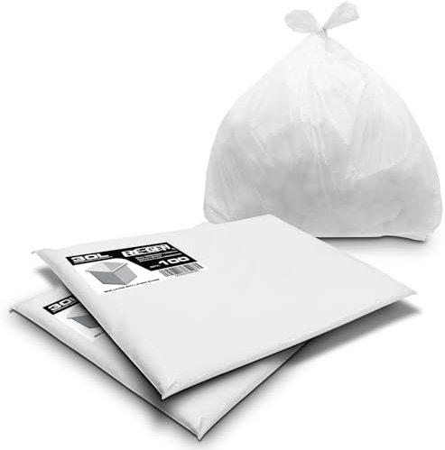 RE-GEN 30L Heavy Duty Medium Kitchen, Bathroom Square Bin Liners White Refuse Sacks (2 Pack, 200 Bags) Everyday, Office & Home Use | Premium Grade Rubbish Garbage Bags 380/600 x 600mm