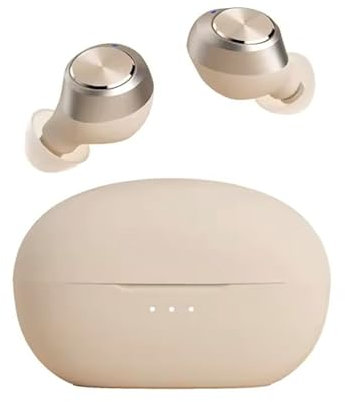 Small Earbuds Clear Sound for In-Ear True Wireless Headphones, Bluetooth 5.3+EDR - USB C Charging - Perfect for Sleep, Sports, Work, and Leisure (Beige)