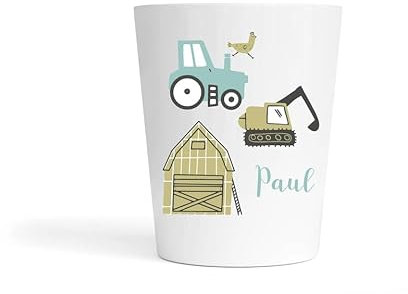 Gobelet Enfant Personnalisé Tracteur & Ferme – Gobelet Incassable 230ml Sans BPA – Tasse Prénom École ou Crèche – Rentrée Scolaire Garçon