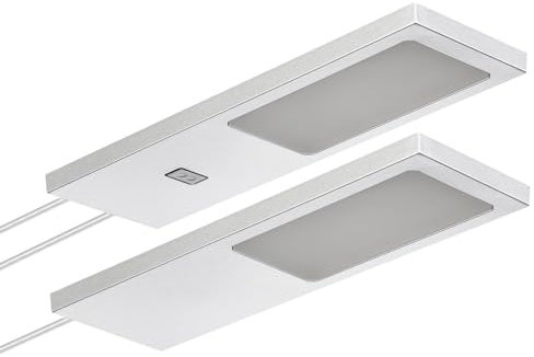 SOTECH 2er Set LED-Möbelleuchte GIULIA II mit/ohne Sensor silbergrau, 4000K neutralweiß inkl. Trafo & Verteiler Unterbauleuchte Schrankleuchte Vitrinenbeleuchtung