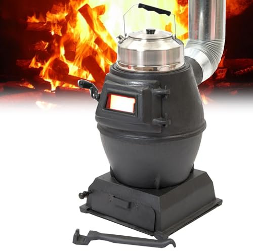 Réchaud Mini, Poêle à Bois, Poêle Noir à Mini-poêle, Poêle à Bois Extérieur avec fenêtre de Vue, Cuisiniere Bois Charbon, pour Tente,intérieur,Villa, Chauffage